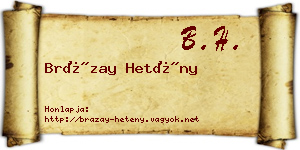 Brázay Hetény névjegykártya